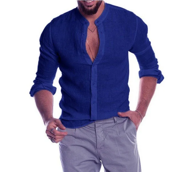 Men's Linen Long Sleeve Cotton Shirt-inspireuse