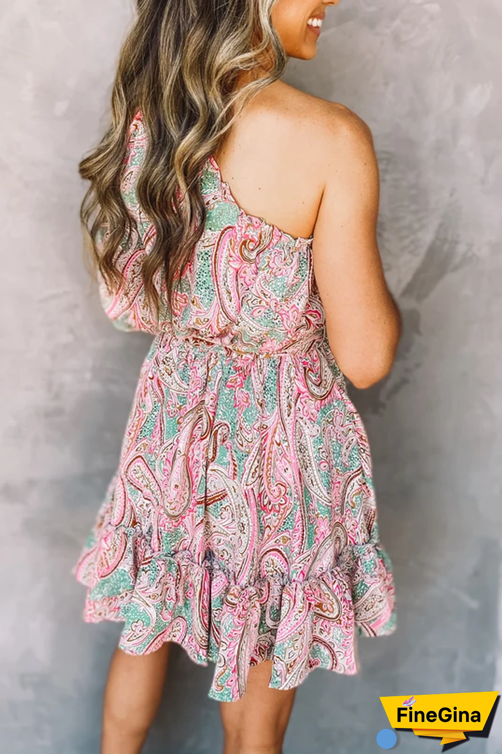 One Shoulder Ruched Belt Dress