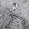 6 in 1 Multifunctional Camping Cutlery Outdoor Folding Tableware Stainless Knife Fork Spoon Portable