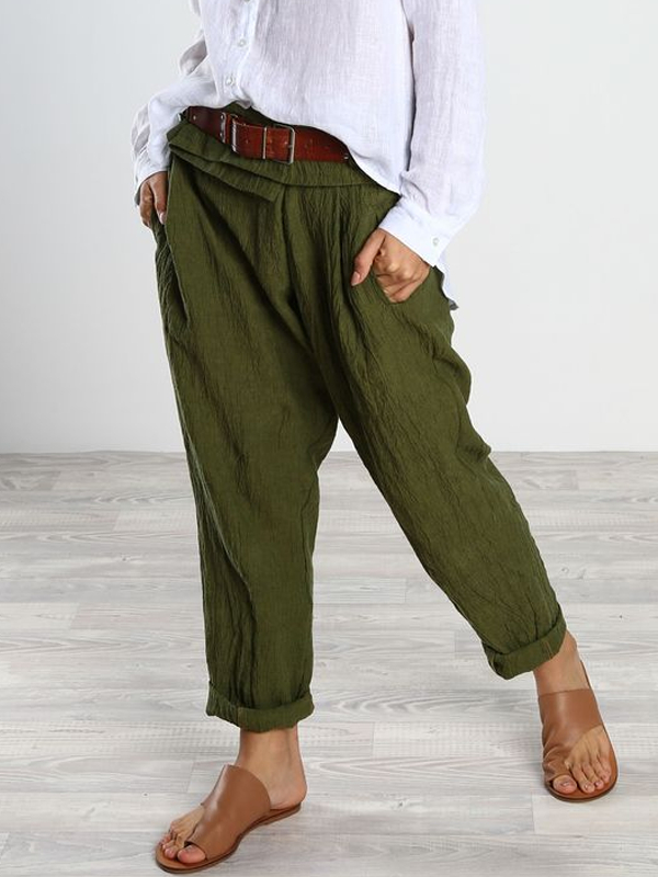 Casual Plaid Loose Women's Cotton and Linen Pants tjj Shicloths