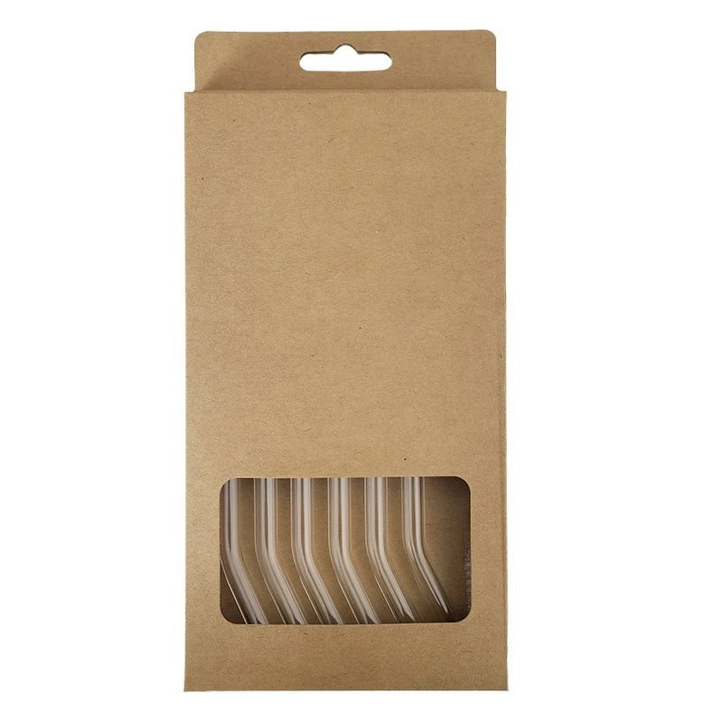 3 Pieces In Stock Neutral Transparent Colored Glass Straw Borosilicate Glass Straw Carton Suit