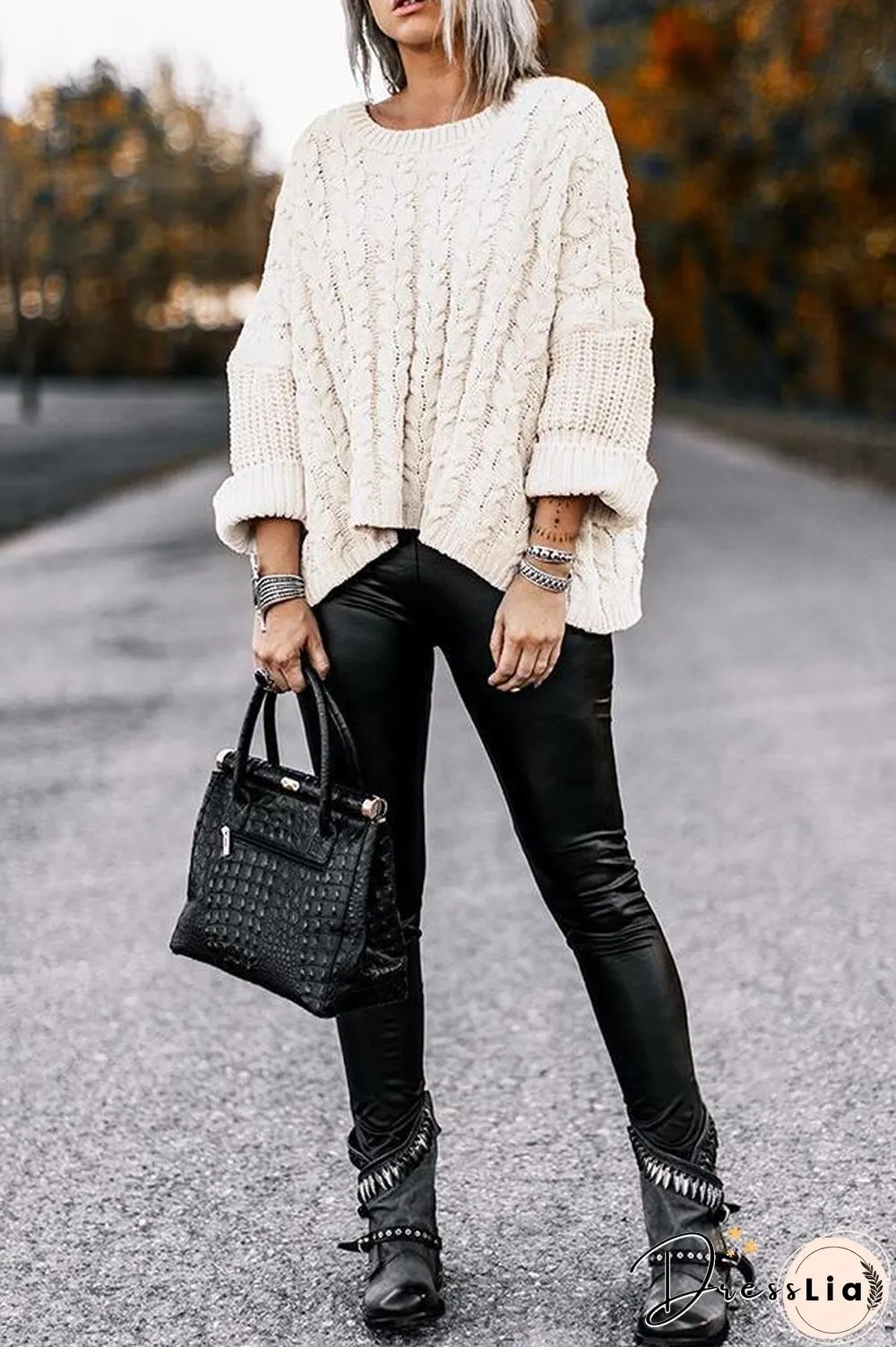 Solid Color Round Neck Sweater P15039