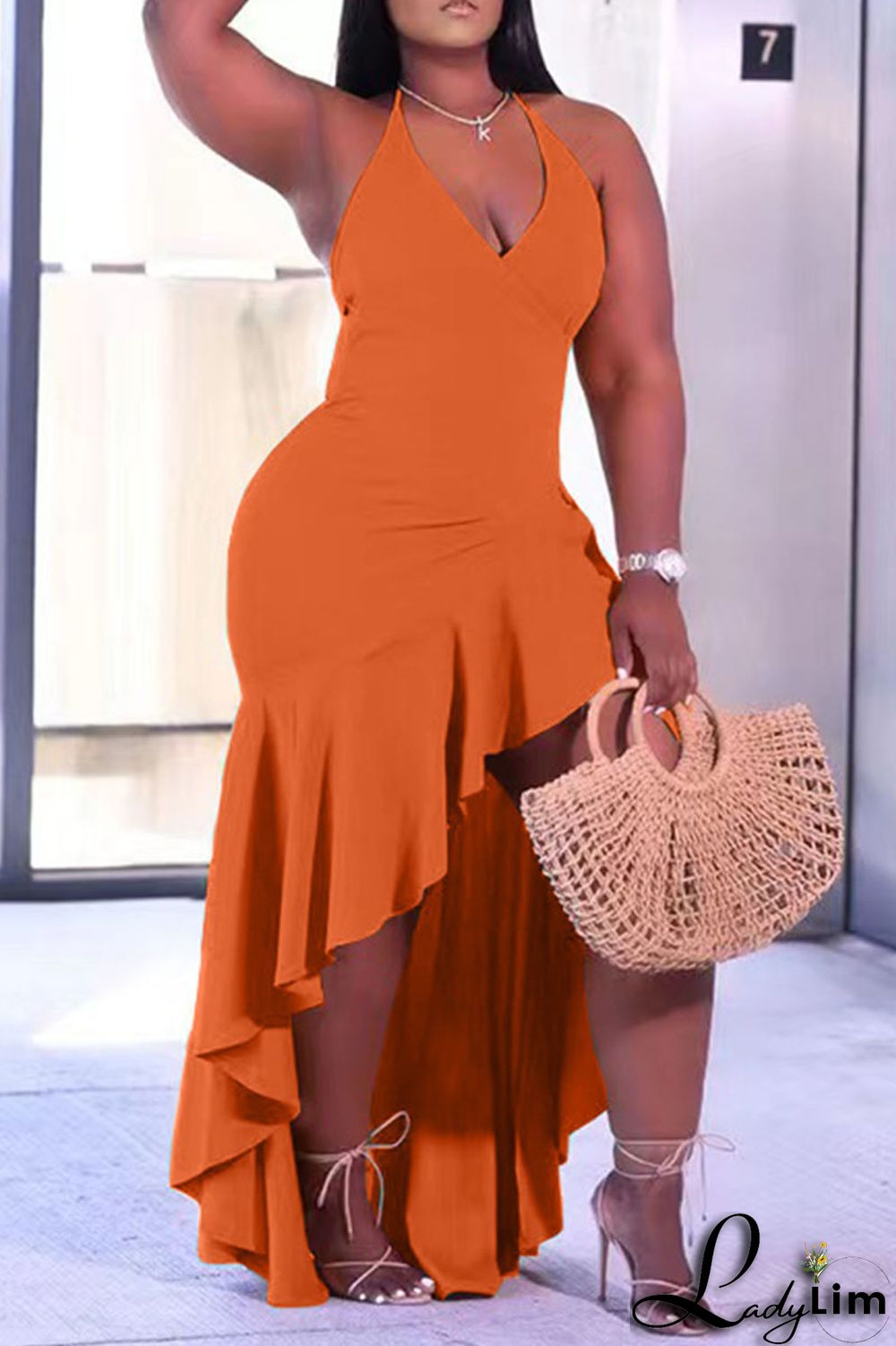 Purple Sexy Solid Patchwork Flounce Asymmetrical Spaghetti Strap Dresses