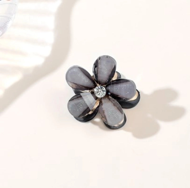 Women’s Sweet Minimalist Flower Metal Inlay Resin Rhinestones Pearl Hair Claws