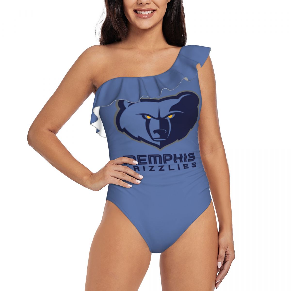 Memphis Grizzlies Tummy Control One Shoulder Swimsuits