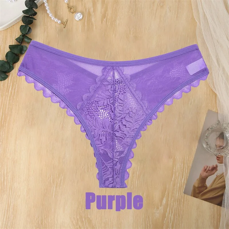 Billionm Sexy Panties for Women Lace Underwear Pespective Thong G-String Female V-Waist Underpant Breathable Soft Intimates Lingerie