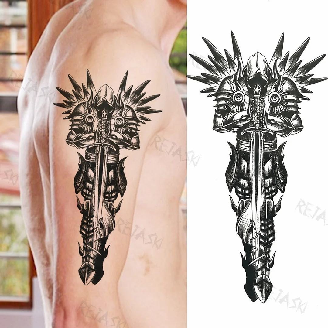 Gangster Wolf Temporary Tattoo For Women Men Death Skull Fake Tattoos Sticker DIY Harajuku Mermaid Waterproof Tatoo Body Art Arm