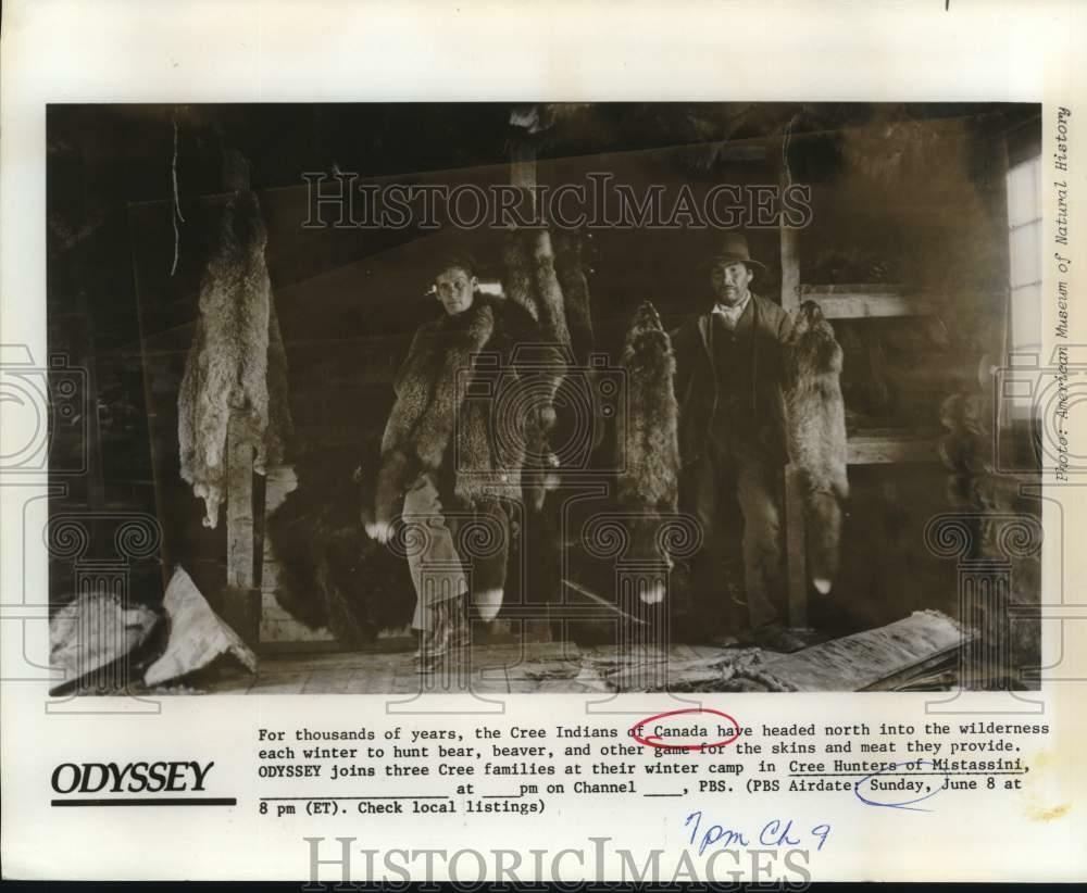 Press Photo Poster painting Cree Indians of Canada hunt bear, beaver for their families