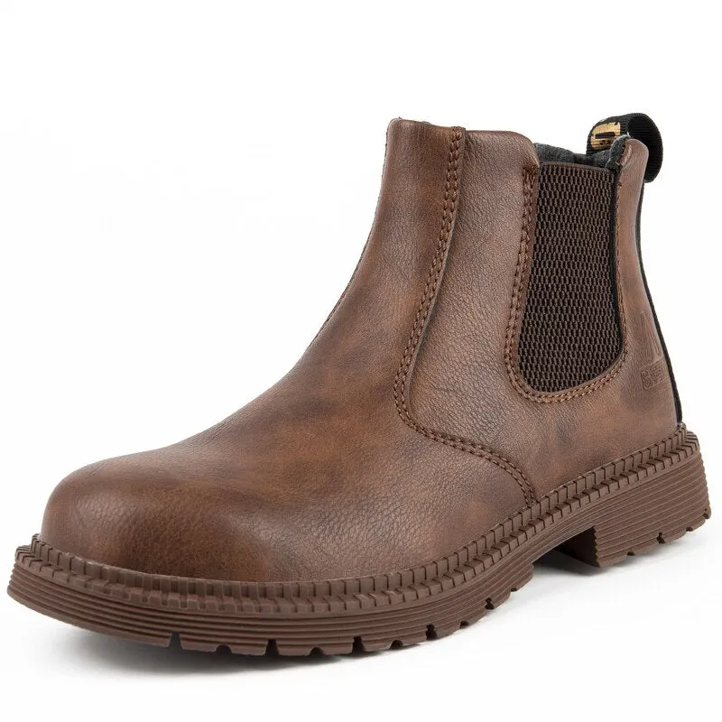 Leather Work & Safety Boots Men Chelsea Boots Indestructible Male Work Shoes Men Winter Boots Safety Shoes Men Steel Toe Shoes