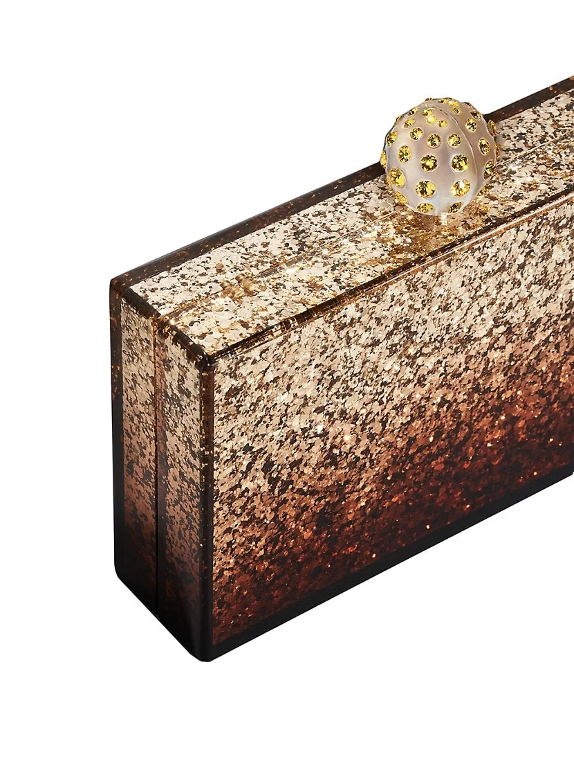 Aquazzura Tequila Crystal-Embellished Glitter Clutch