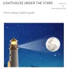 Creative Lighthouse Design Night Light USB Charging Moonlight Lighthouse Projection Lamp Bluetooth Speaker Human Body Sensing Atmosphere Night Light Home Bedroom Living Room Decoration Night Light