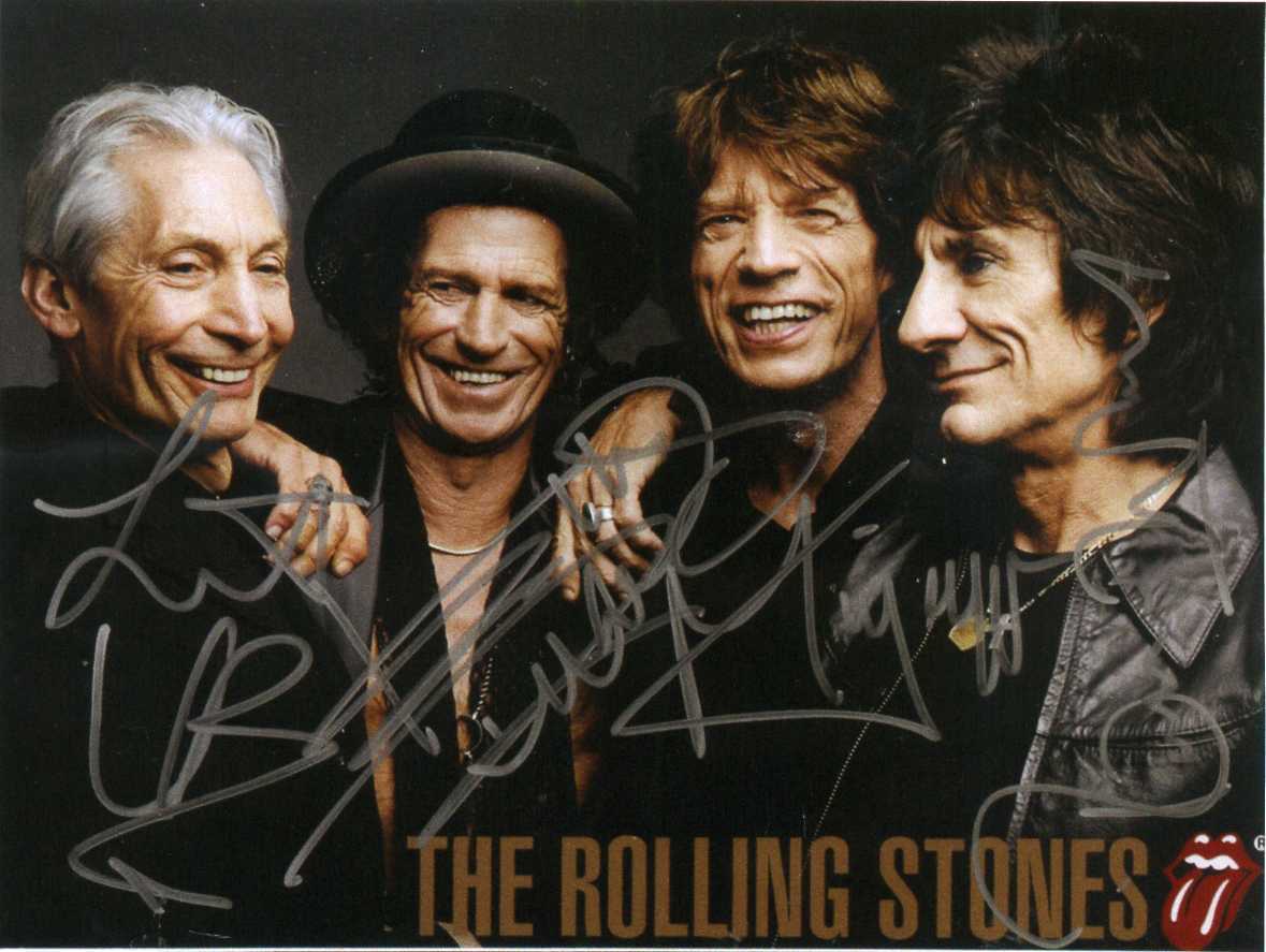 ROLLING STONES Autographed Photo Poster paintinggraph Jagger / Richards / Wood / Watts preprint