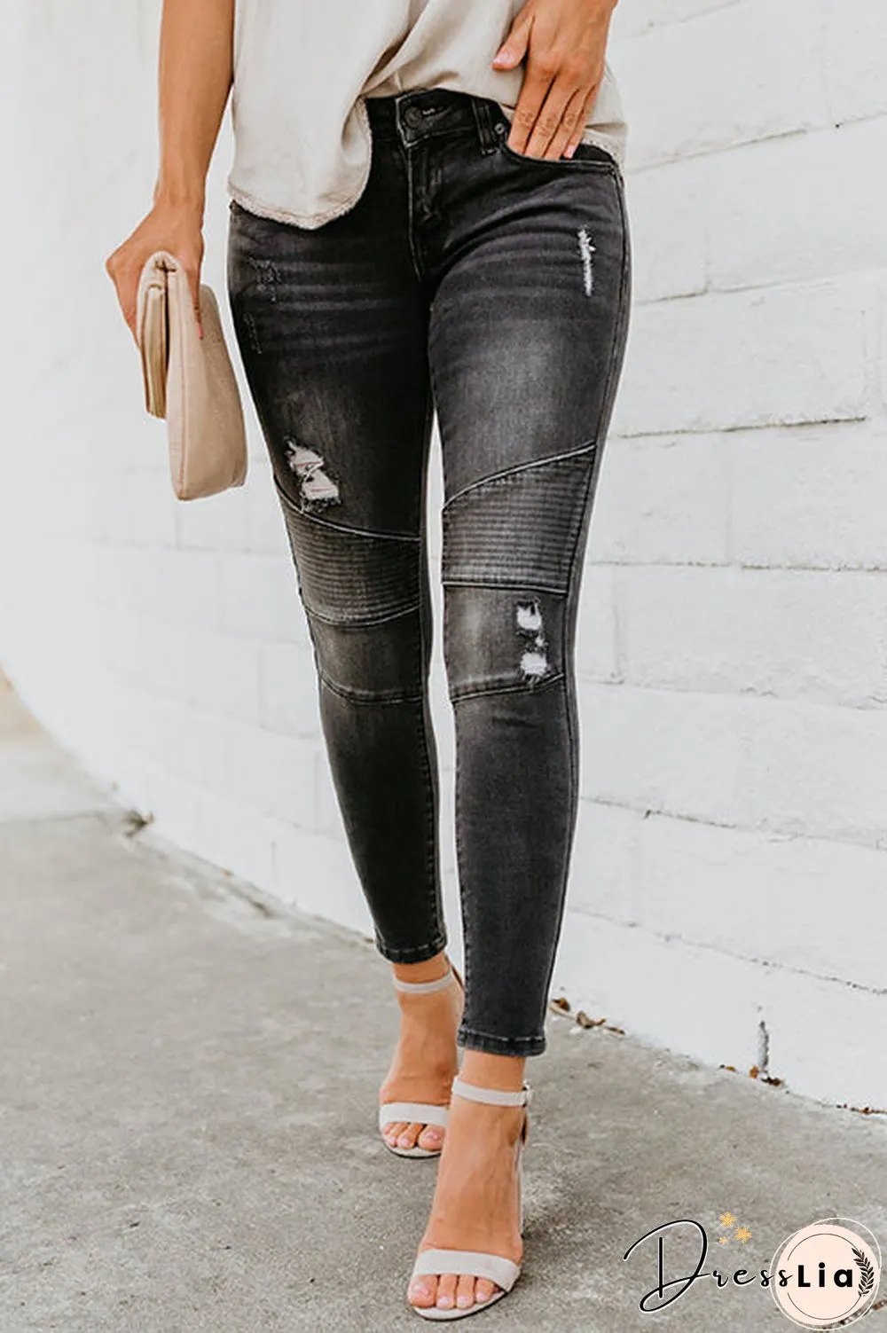 Ripped Slim Fit Black Jeans
