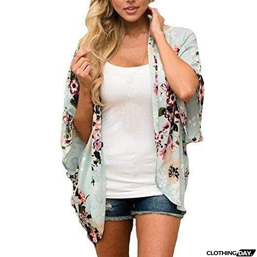 Bohemia Flower Print Summer Beach Women's Cardigan Loose Chiffon Coat