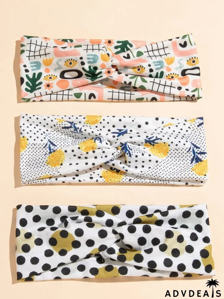 3pcs Polka Dot Pattern Hair Band
