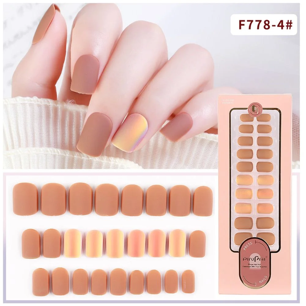 24/30Pcs/Set Reusable False Nail Tips Set Full Cover Shiny Matte Nail Tips With Designs Press On Nails Art Fake Extension Tips-Nail Inspo