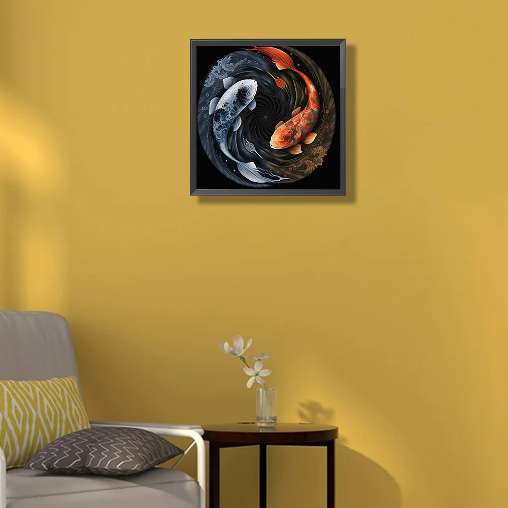 Diamond Painting - Full Round Drill - Yin Yang Fish(30*30cm)