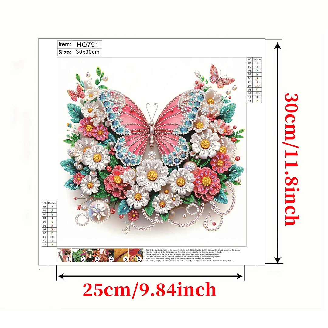 Pink Butterfly - Partial Special Shaped Drill Diamond Painting Kits (Canvas|30*30cm)