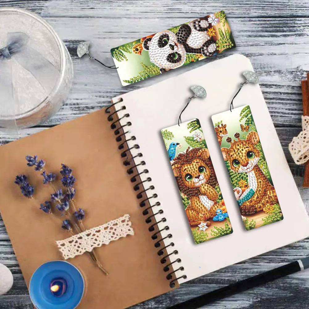 3Pcs Special Shape Animal Nature Diamond Painting Bookmark for Book Lovers 