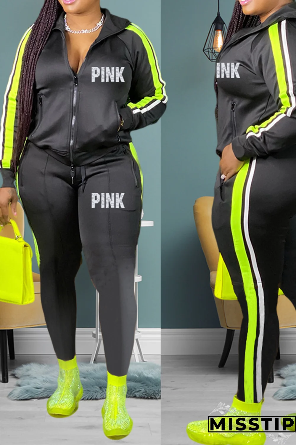 Blue Casual Print Patchwork Turndown Collar Long Sleeve Two Pieces