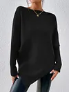 Plain Black Boat Neck Long Sleeve Sweater