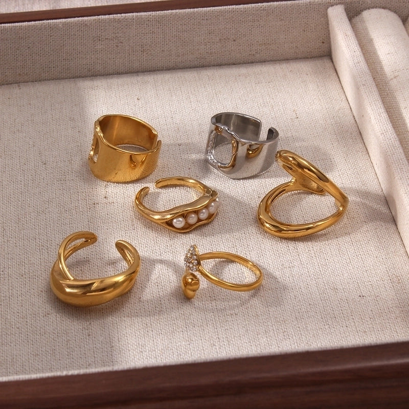 Minimalist Classic Style Solid Color 304 Stainless Steel Plating Rings