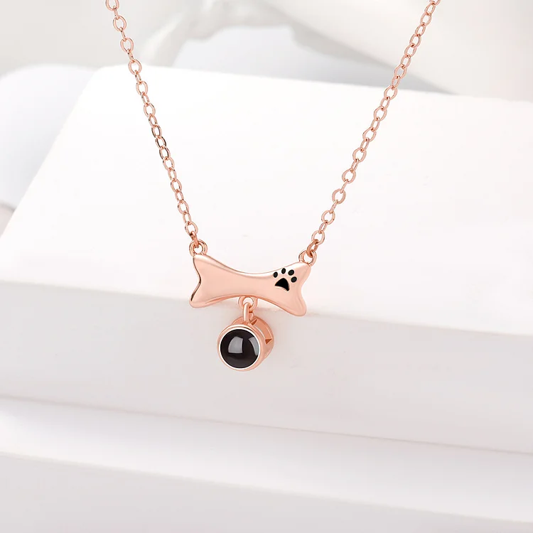 Projection Necklace Dog Bone Dog Paw Picture Custom Necklace at Hiphopee