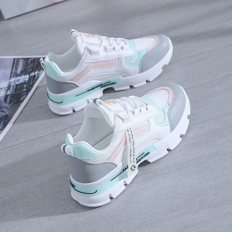 Women Korean Platform Sneakers Women Shoes Thick Bottom Chunky Sneakers Breathable Mixed Colors Slip on Casual Shoes Woman 2022