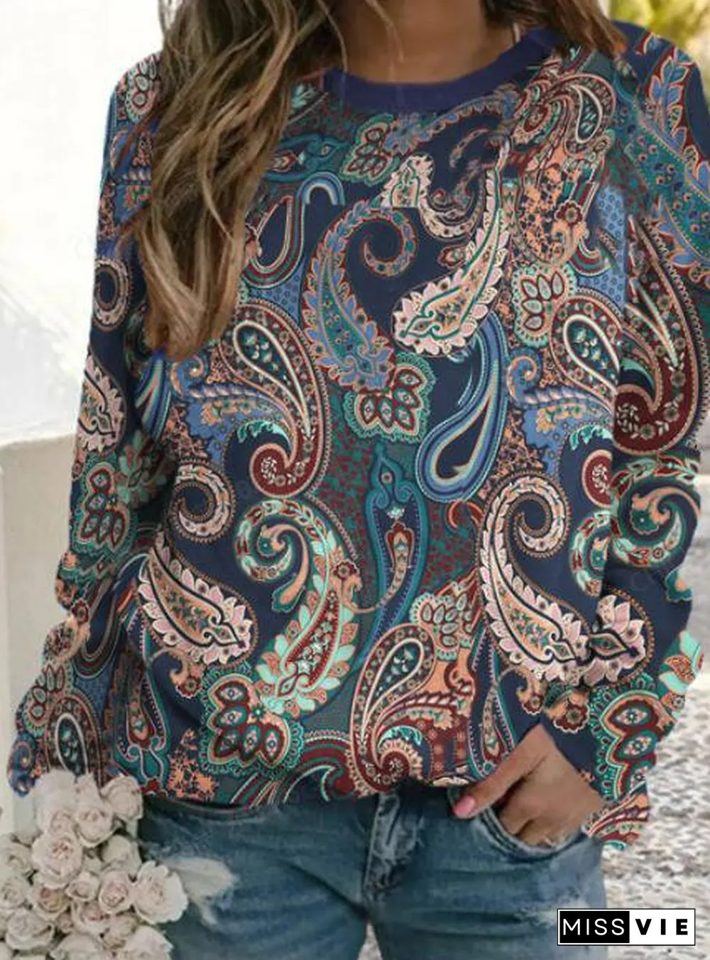 Loose Jersey Paisley Sweatshirts