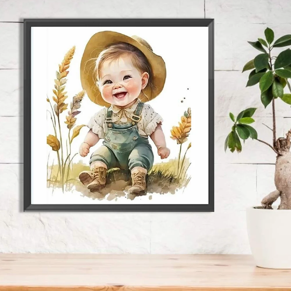 Diamond Painting - Full Round Drill - Farm Cowboy Kids(Canvas|30*30cm)