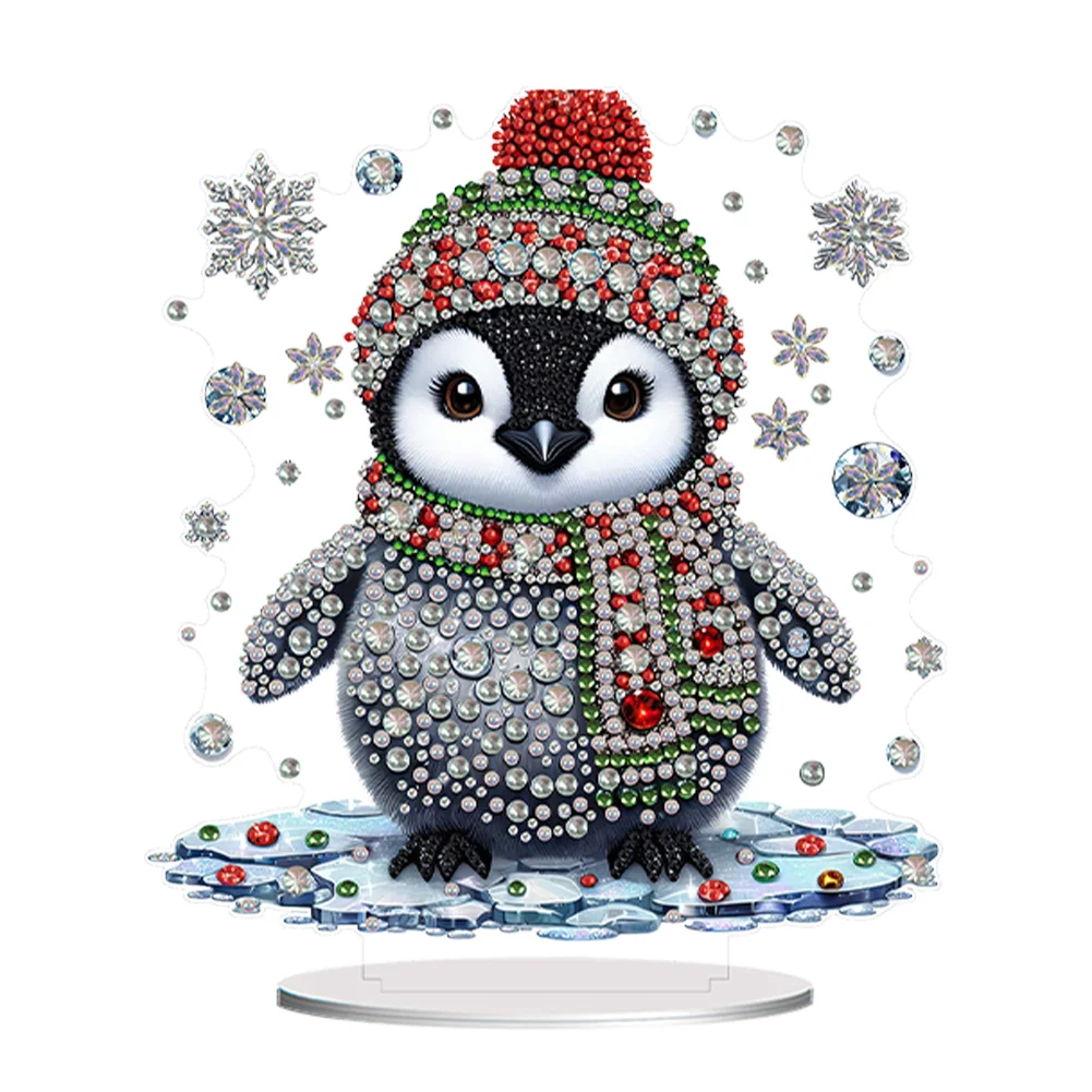 DIY Winter Penguin Acrylic Special Shaped Desktop Diamond Art Kits for Table Decor