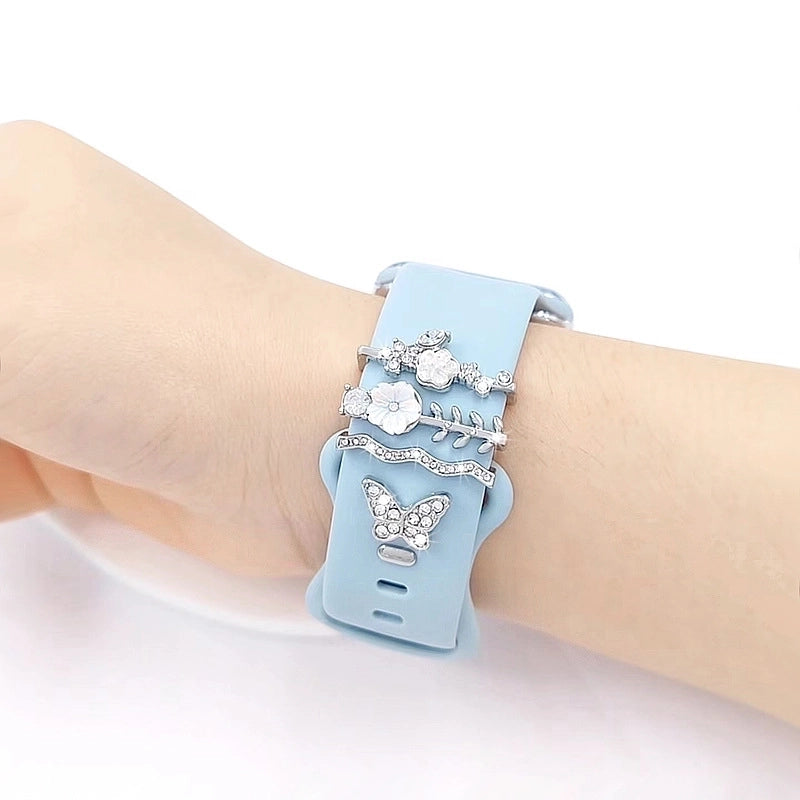 Minimalist Flower Butterfly Metal Watch Strap
