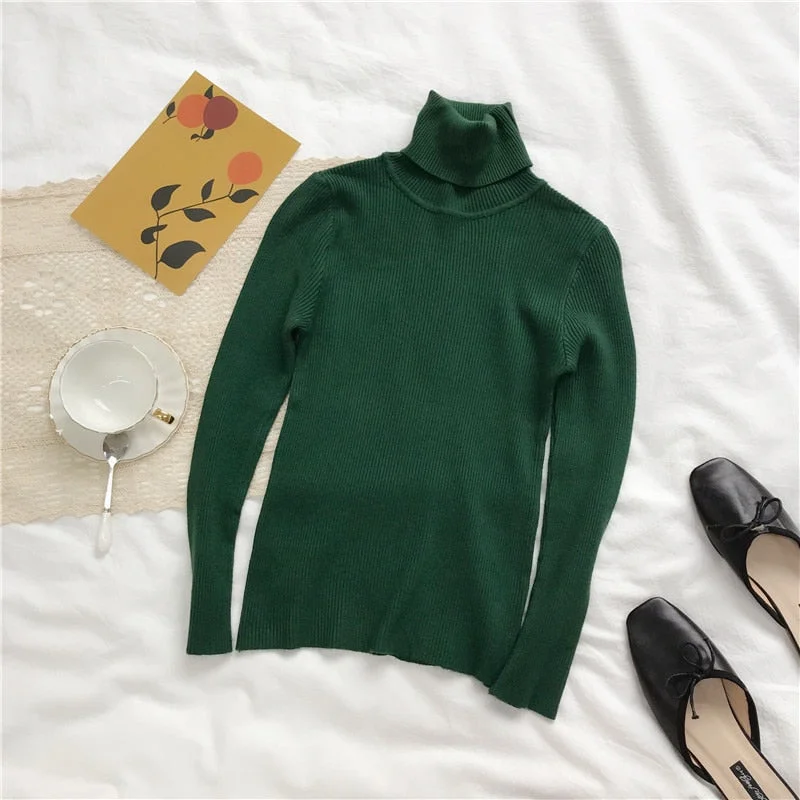 Turtleneck Sweater Womens 2021 Autumn Winter Tops Korean Slim Women Pullover Jumper Knitted Sweater Pull Femme Hiver Truien