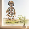 Diamond Painting Wolf Feather Wind Chime Hanging Pendant for Home Window Decor
