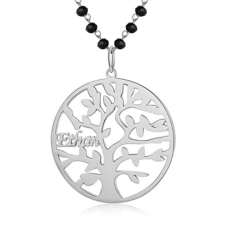 Family Tree Name Necklace Beaded Chain Custom Name Personalized Family Necklace