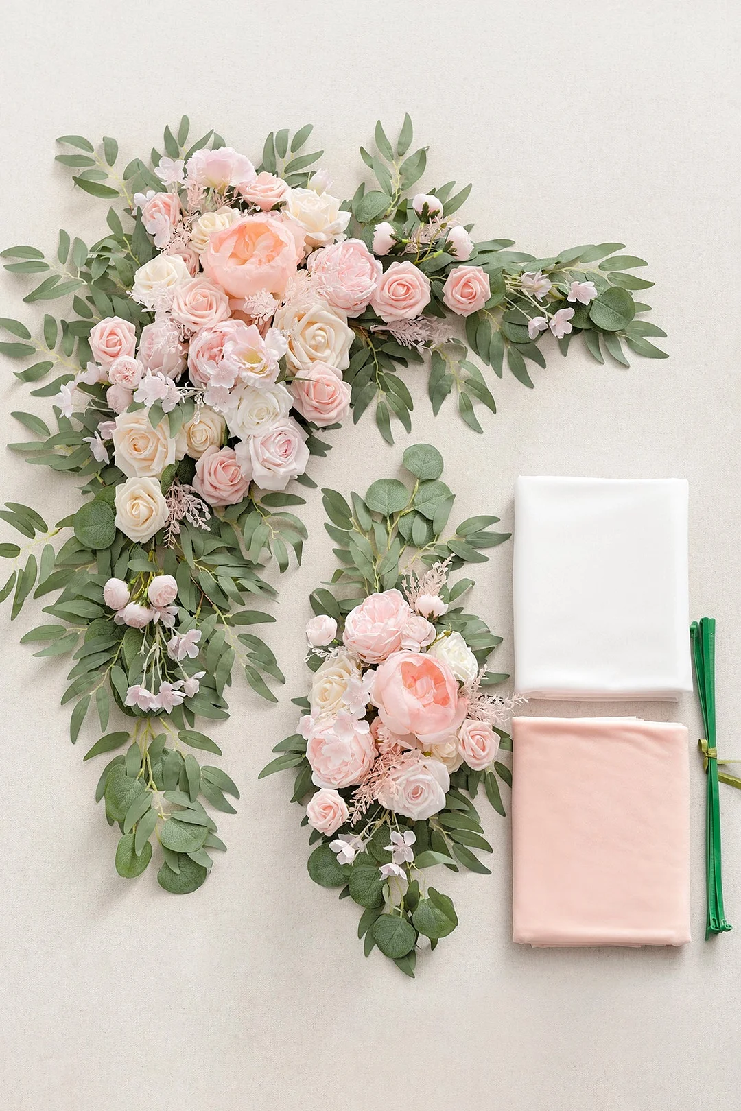 Flower Arch Decor with Drapes in Blush & Cream