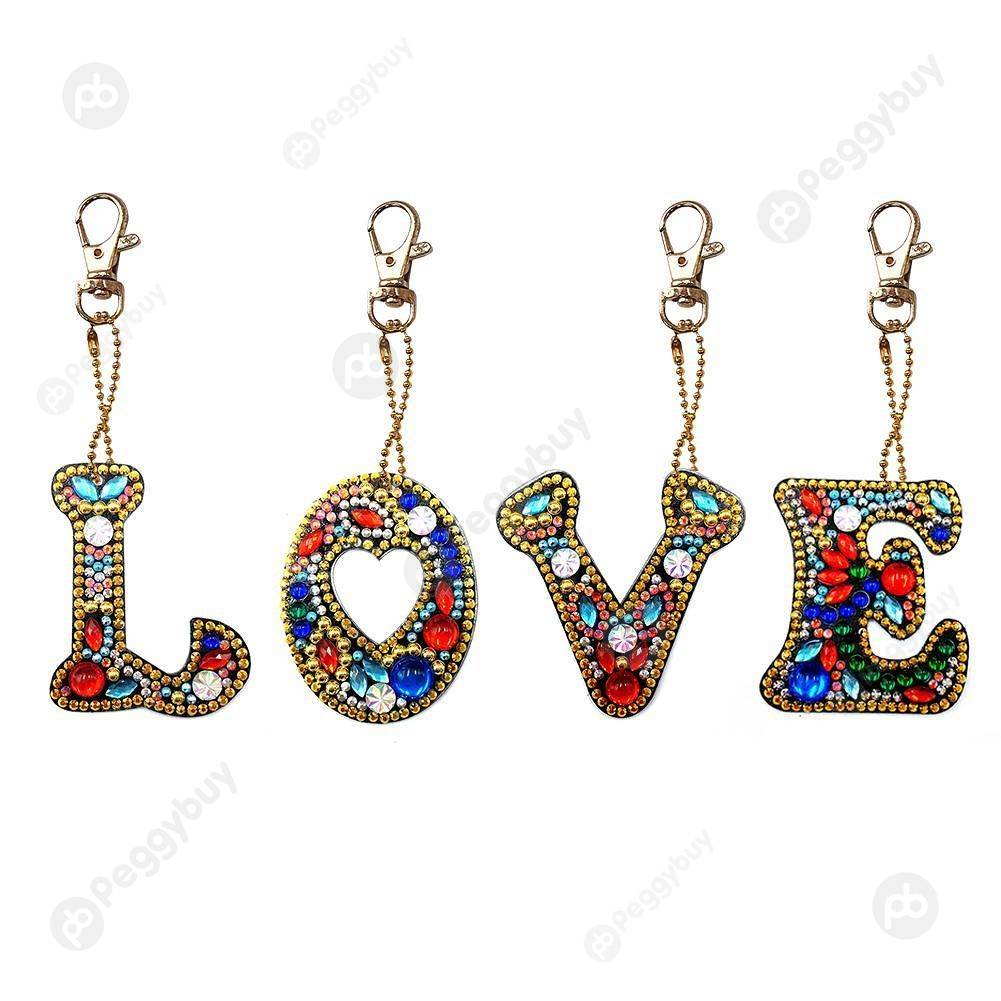 

4pcs Love-DIY Creative Diamond Keychain, 501 Original