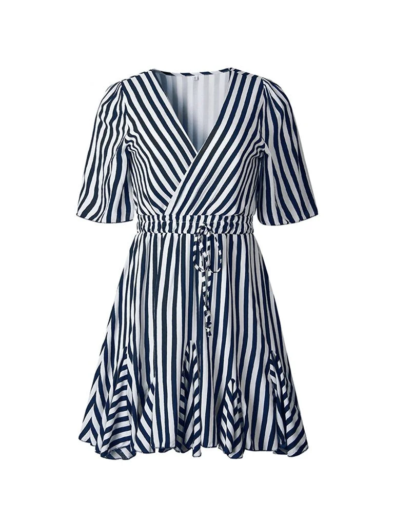 Casual Dress Simple Striped All Match Dress