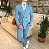 Sky-Blue Double Breasted Suit 2-Piece