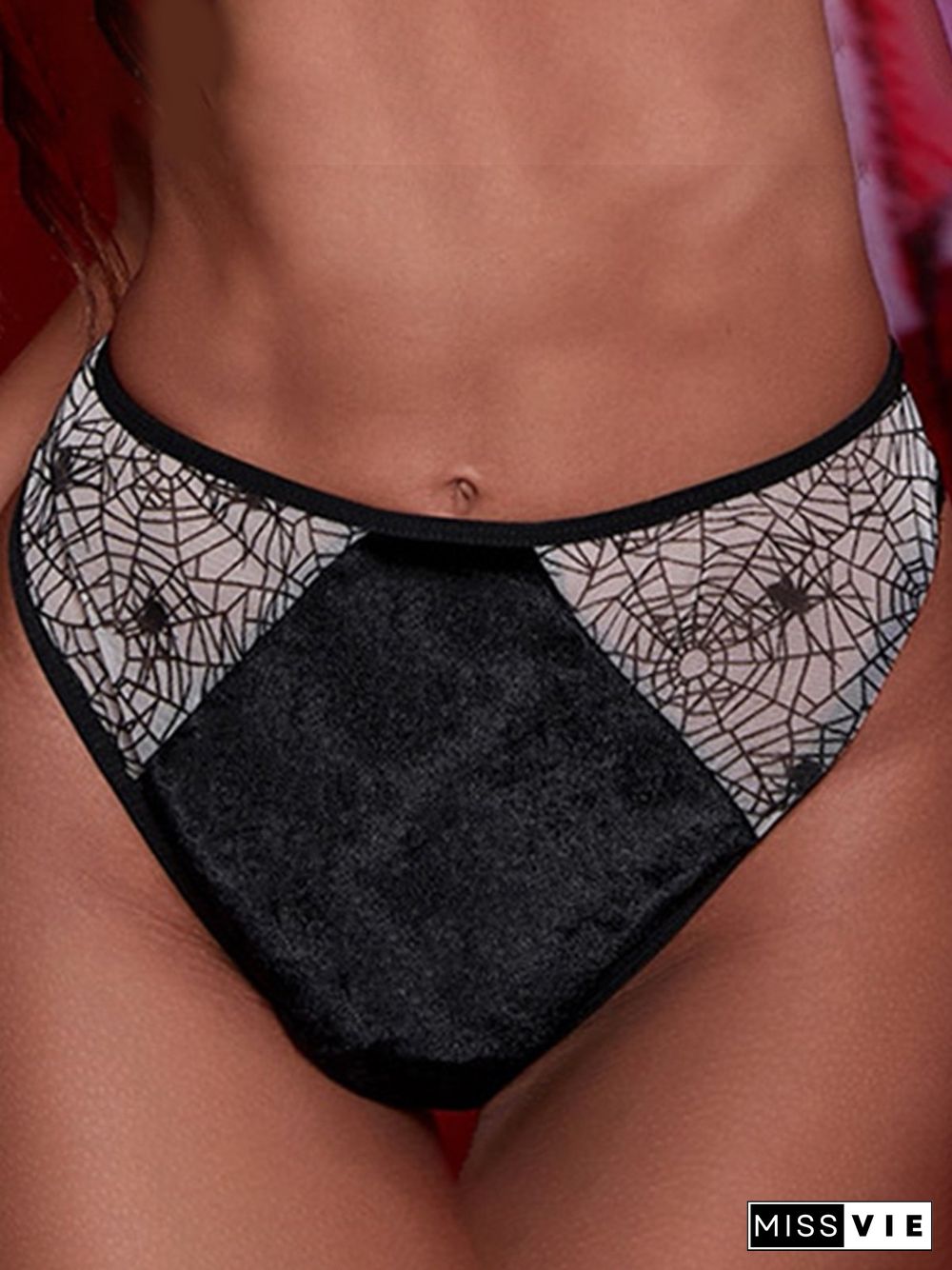 Women Sexy Color Block All Season Pleuche High Waist High Elasticity Holiday 3/4 Cup Adjusted-Straps Bra Sets