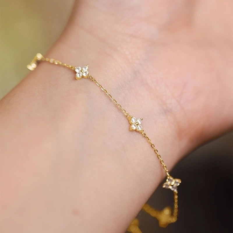 Casual Classic Style Four Leaf Clover Copper Zircon Bracelets