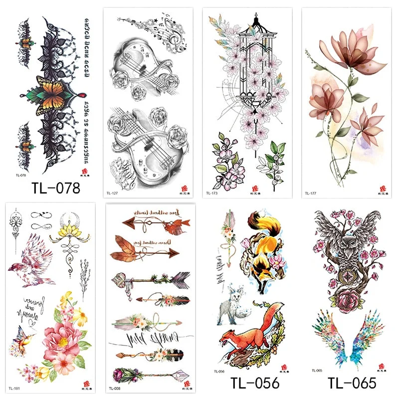 Flower animal totem romantic beautiful bird fragrance waterproof lasting men and women personality temporary tattoo stickers