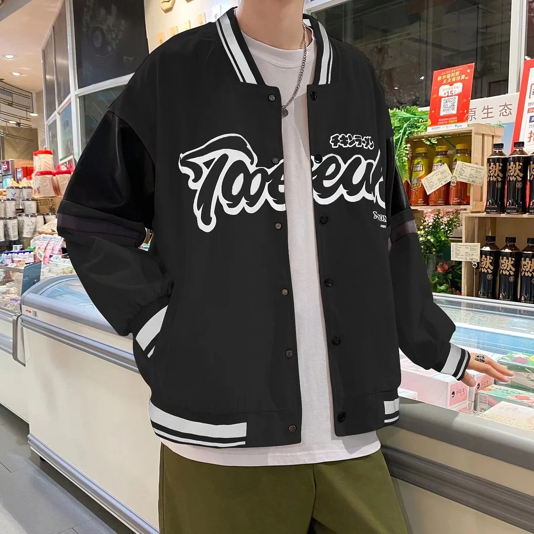 Casual street embroidered patchwork baseball jacket