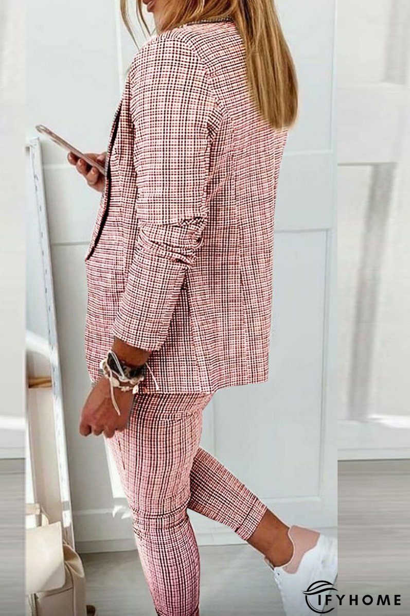 Casual Street Plaid Patchwork Turndown Collar Long Sleeve Two Pieces(4 Colors) | IFYHOME