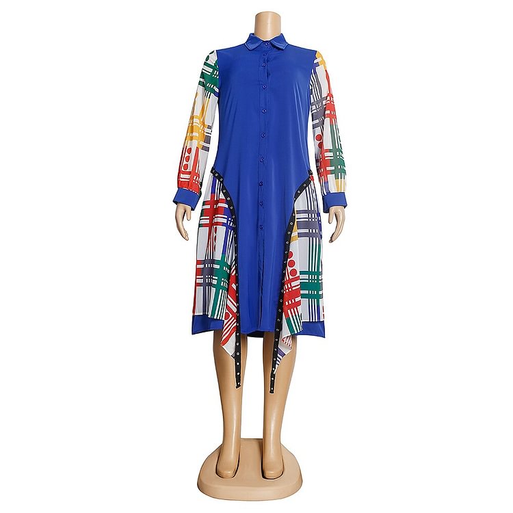 African Americans fashion QFY African Dashiki Print Shirt Dresses Women Ankara Outfits 2022 Summer Autumn Long Sleeve Dress Office Ladies Elegant Overalls Ankara Style QueenFunky