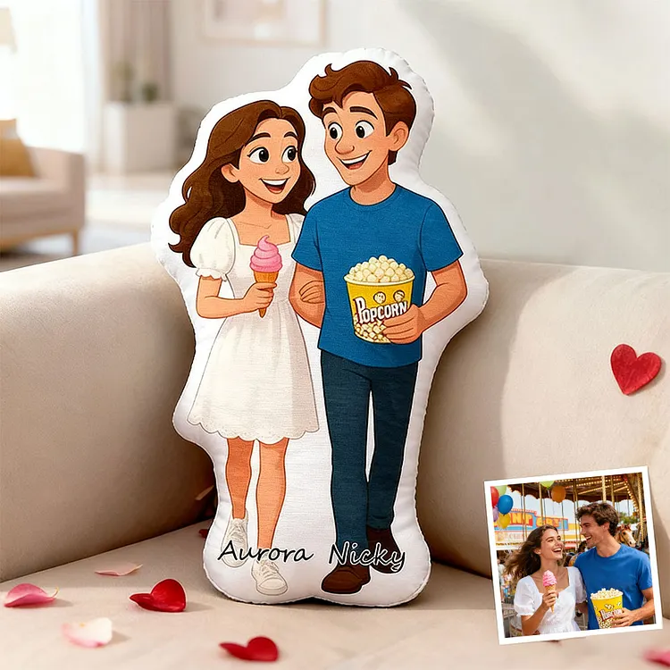Custom Cartoon Doll Pillow &ndash; Personalized Doll That Looks Like You | Mini Me Pillow With Face & Name For Couple For Family For Kids