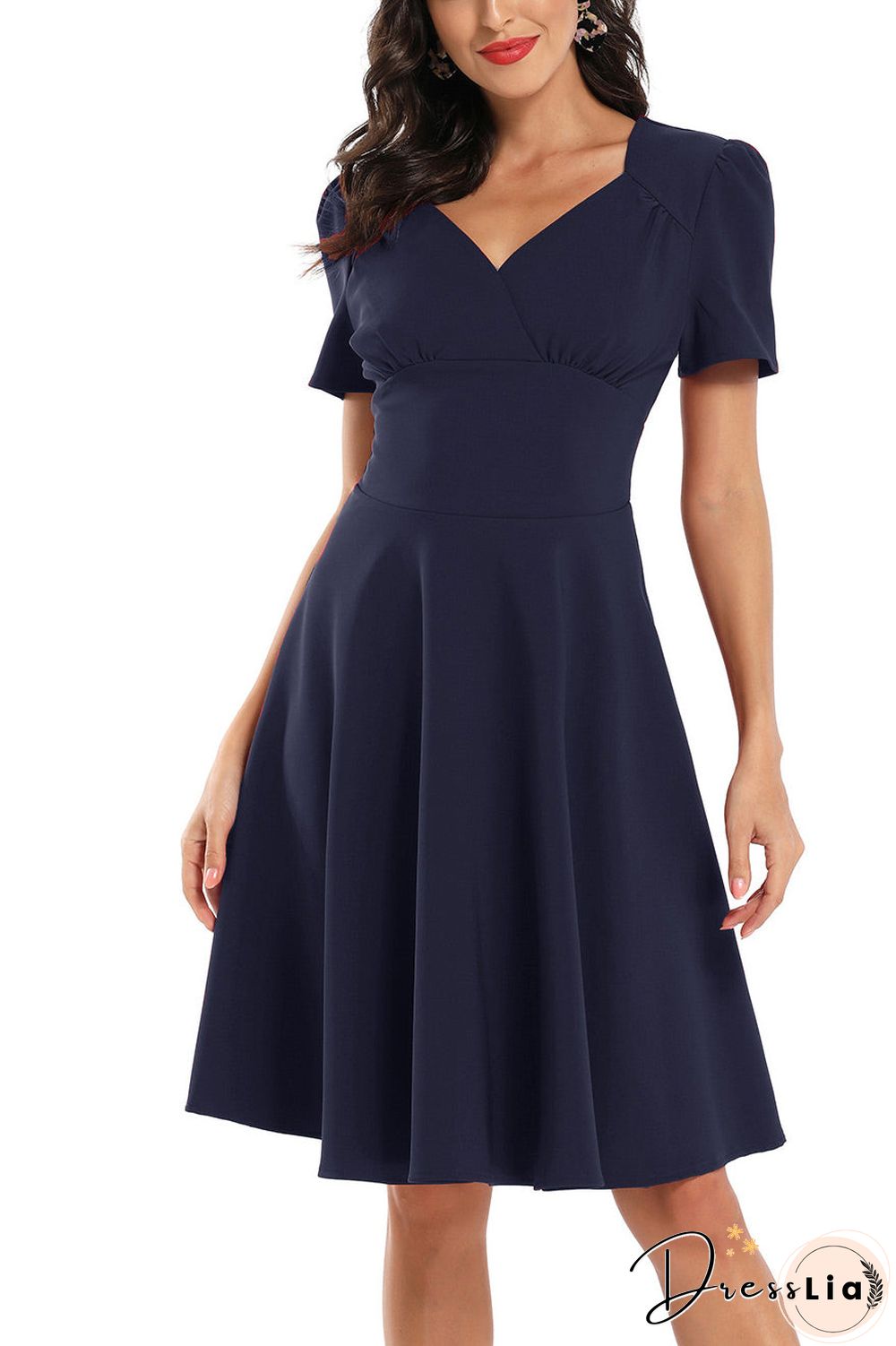 Vintage V-neck A-line Prom Wrap Dress