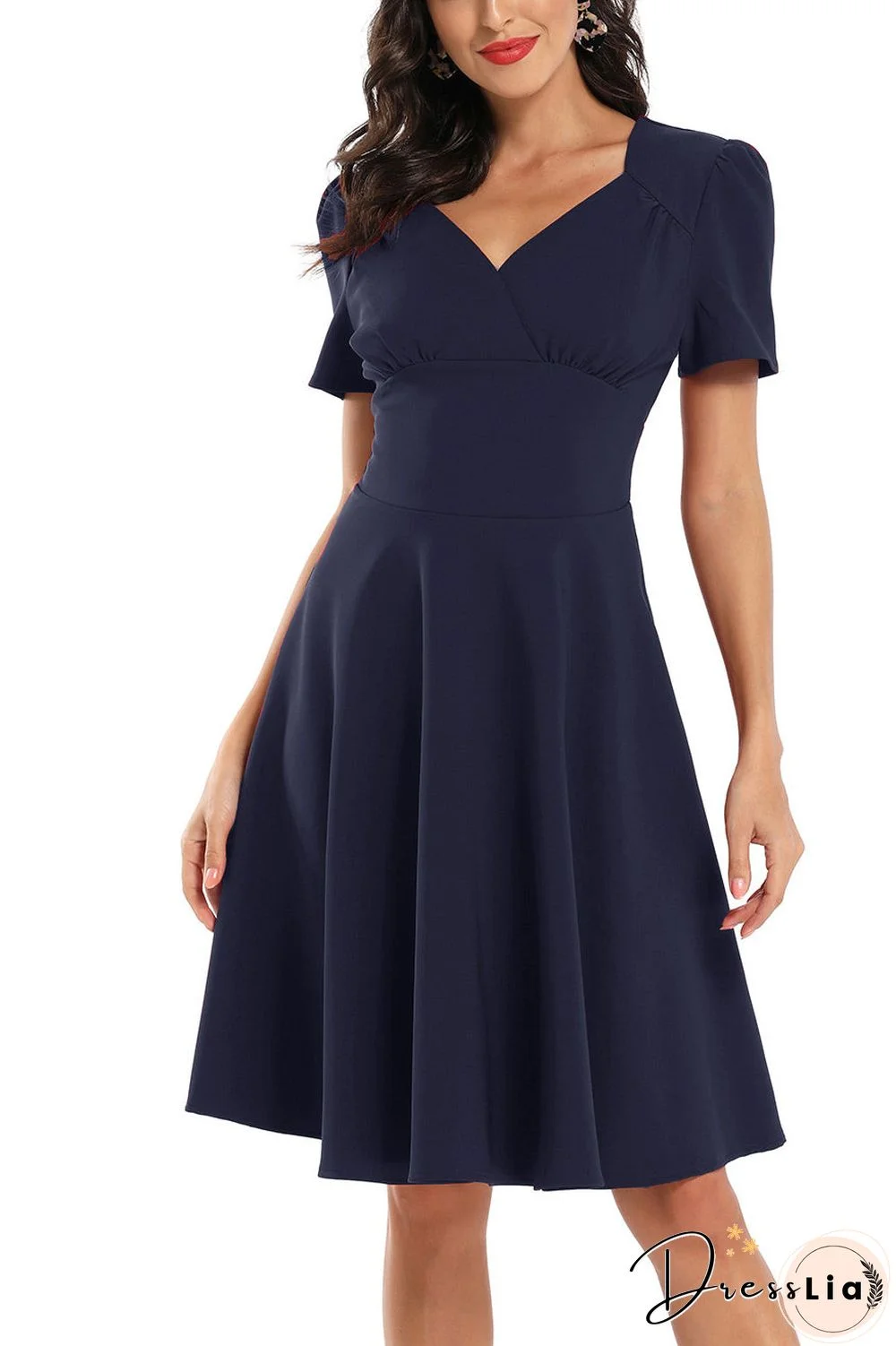 Vintage V-neck A-line Prom Wrap Dress