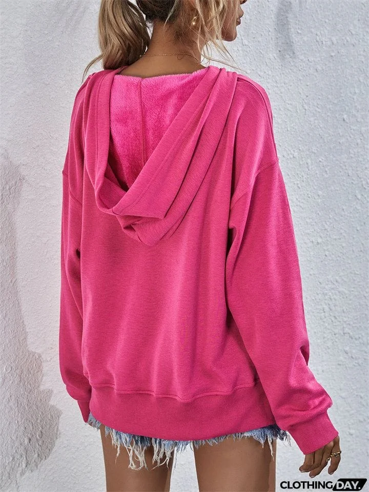 Chic Loose-fitting Comfy Fleece Square Collar Hoodies