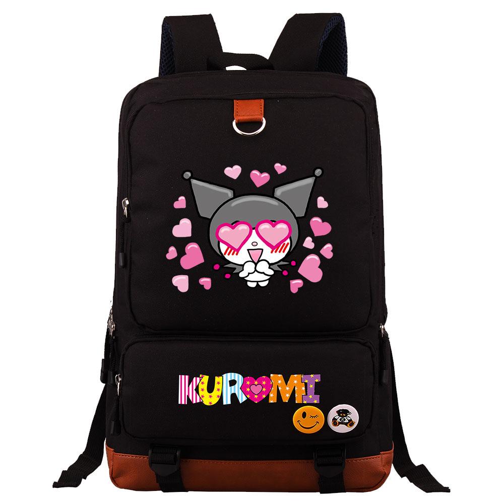 Mayoulove Kuromi Backpack Lightweight Design With Multiple Pockets For School Use-Mayoulove